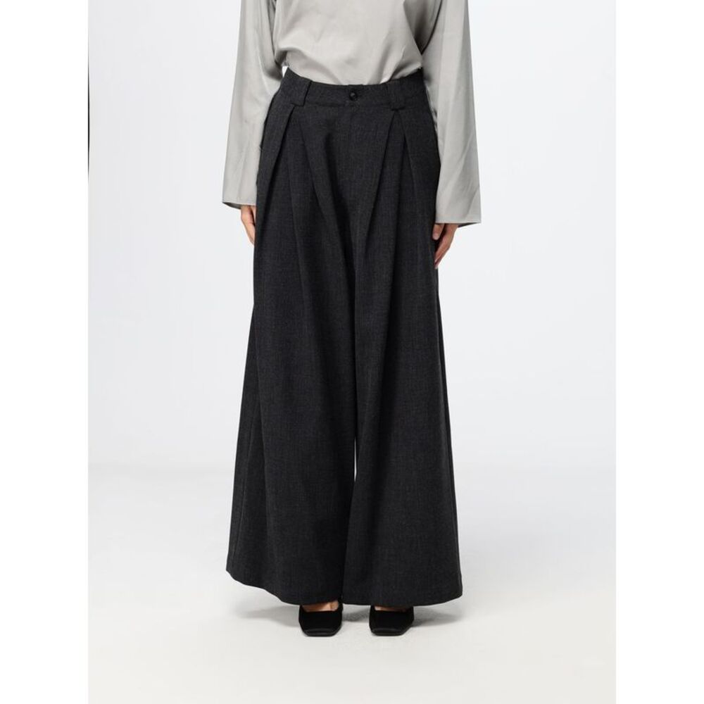Eleh Women High-Waisted Wide Leg Cady Trousers Eleh With Pleats